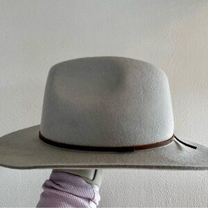Stylish Gray Felt Hat with Brown Band